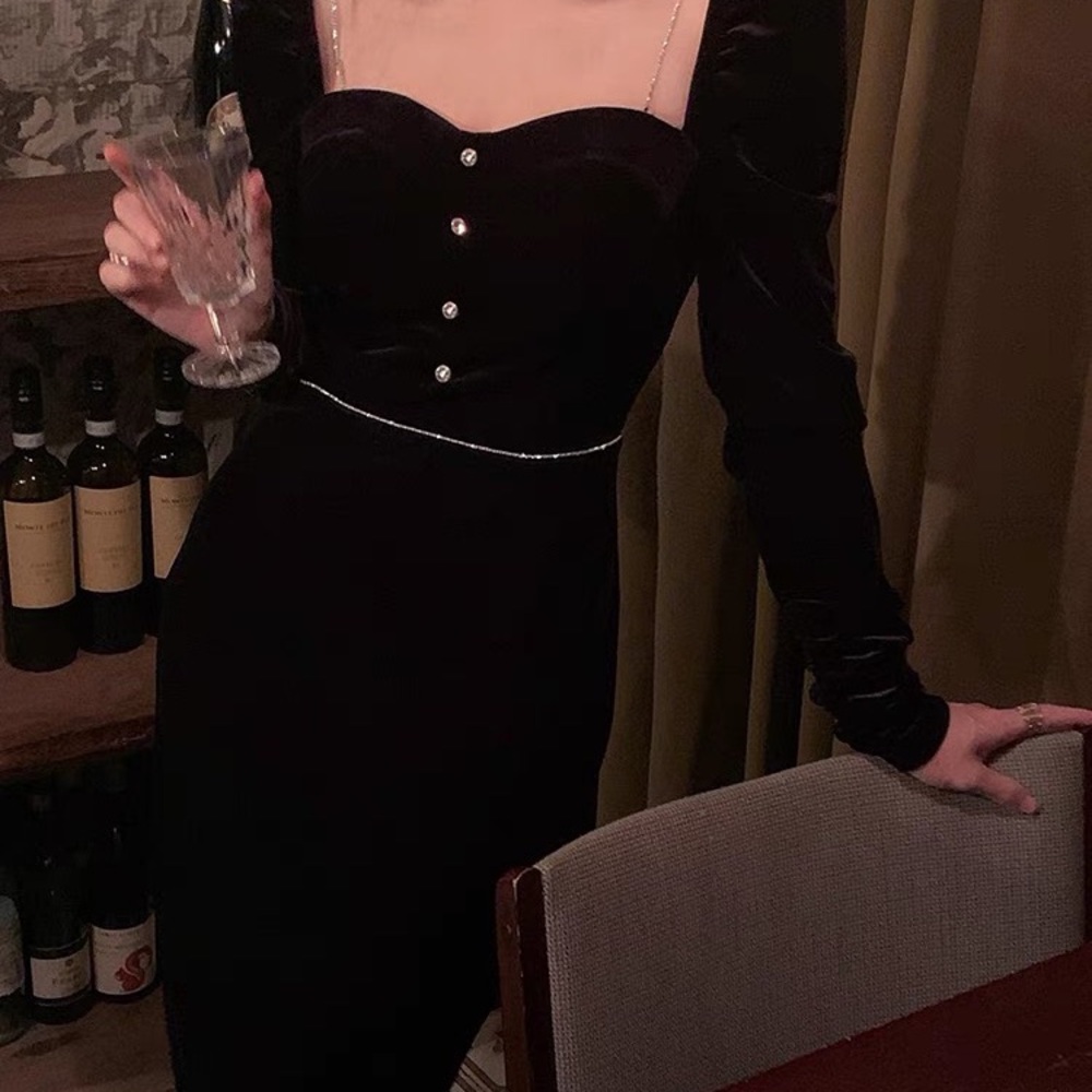NWOT - Elegant Black Velvet Dress
